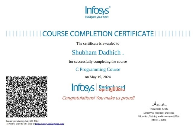 C Programming Certificate